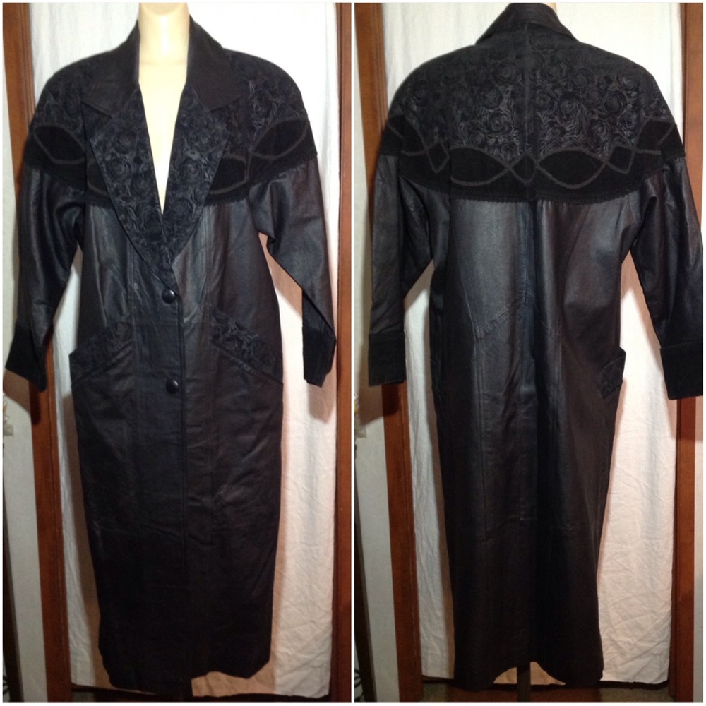 Women's Size M Vtg Margo's Leather Trench Coat
